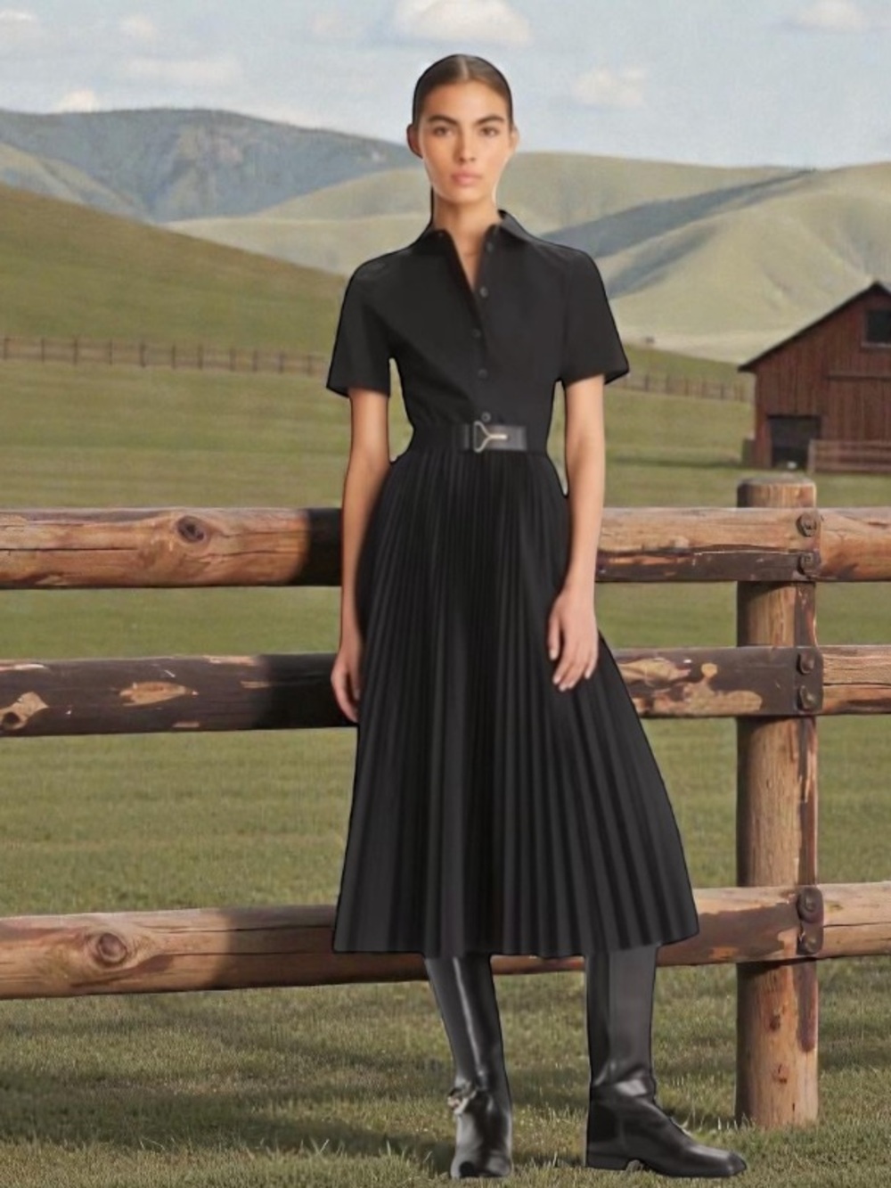Tory Burch POPLIN PLEATED SHIRTDRESS SIZE 6